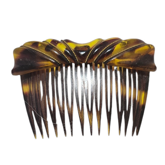 Vintage 1980's French Hair Comb Gold Trim‎ - Picture 1 of 3